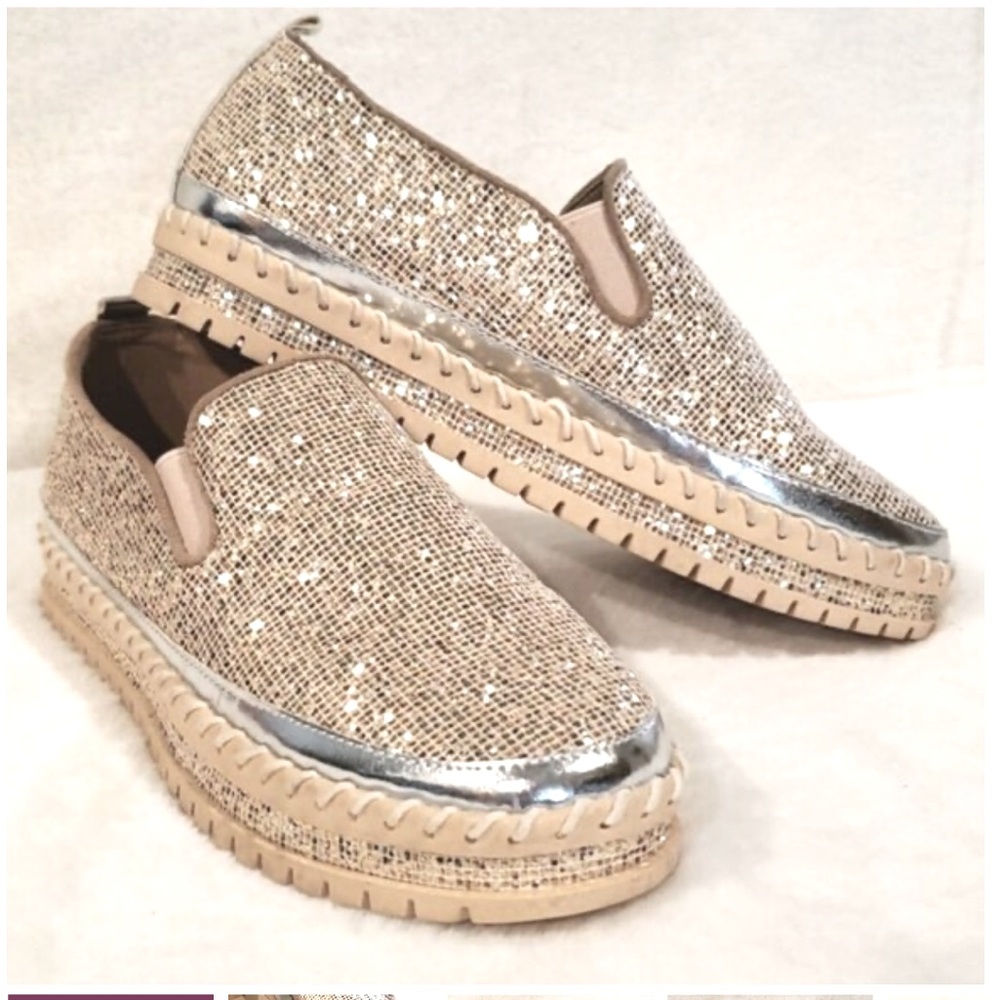 JOLIMALL glitter platform espadrilles
